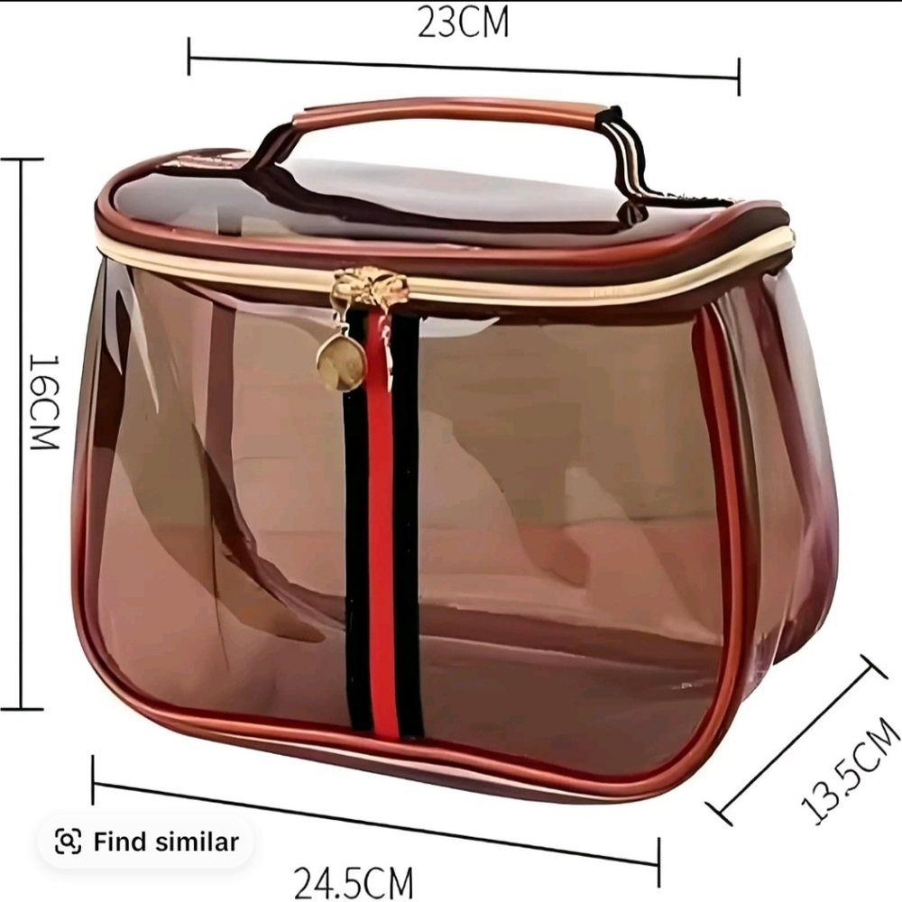 Transparent Brown Cosmetic Travel Toiletry Bag